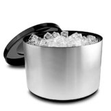 Eiswürfelbehälter mit Deckel, 10 Liter Kühler Runde Eiskübel Eiseimer - gebürstetem Aluminium - 1